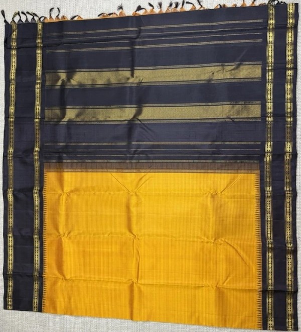 Vintage Yellow Kanjivaram Saree With Snuff