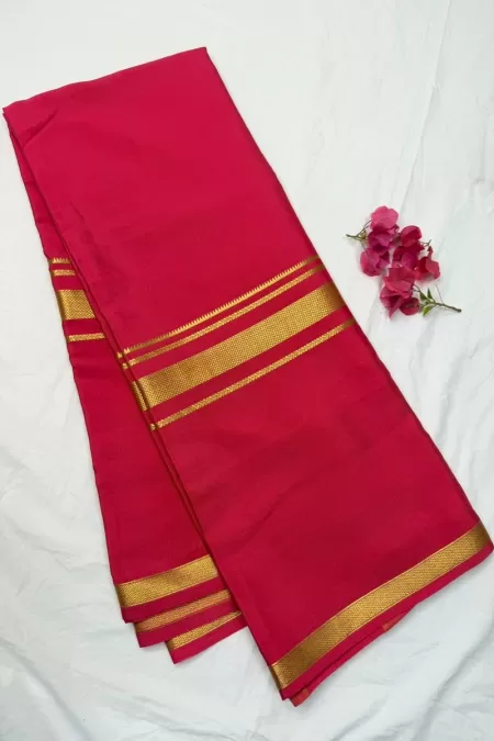 Pink Mysore Crepe Silk Saree