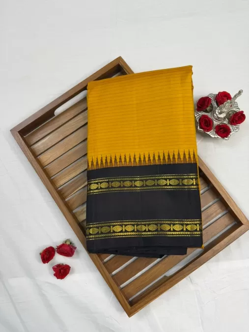 Vintage Yellow Kanjivaram Saree With Snuff