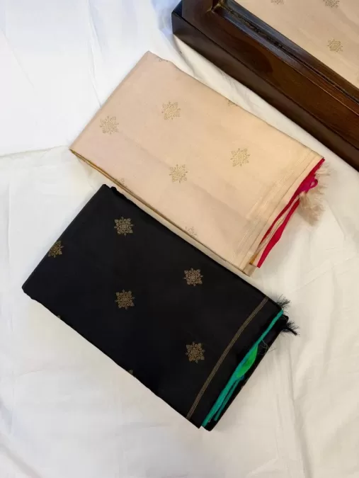 Black with Double Pallu Pure Zari Kanjeevaram Silk Saree
